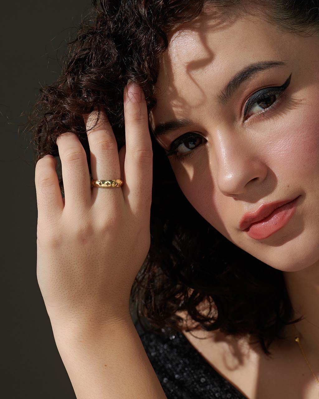 Stackable Pyramid Band, 14K Solid Gold-5