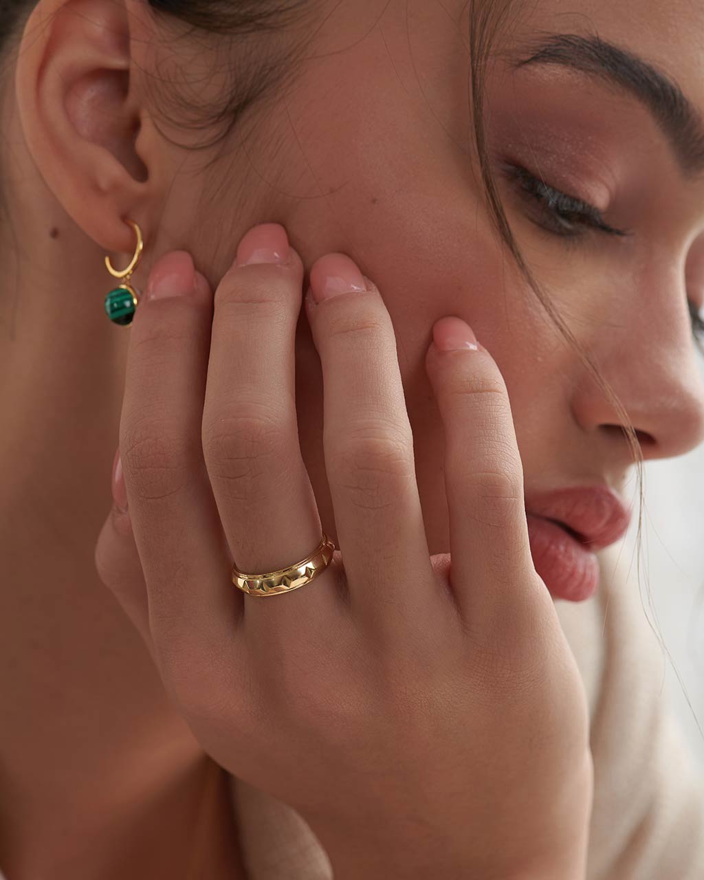 Stackable Pyramid Band, 14K Solid Gold-2