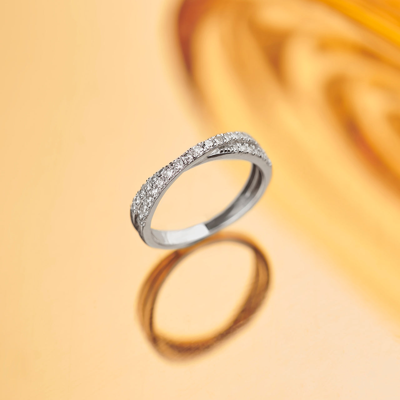 Criss Cross Overlapping Diamond Band, Sterling Silver, 1/3 ct Lab Grown Diamond-1