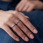 Round Halo Diamond Band, Sterling Silver, 1/3 ct Lab Grown Diamond-7