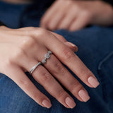 Round Halo Diamond Band, Sterling Silver, 1/3 ct Lab Grown Diamond-7
