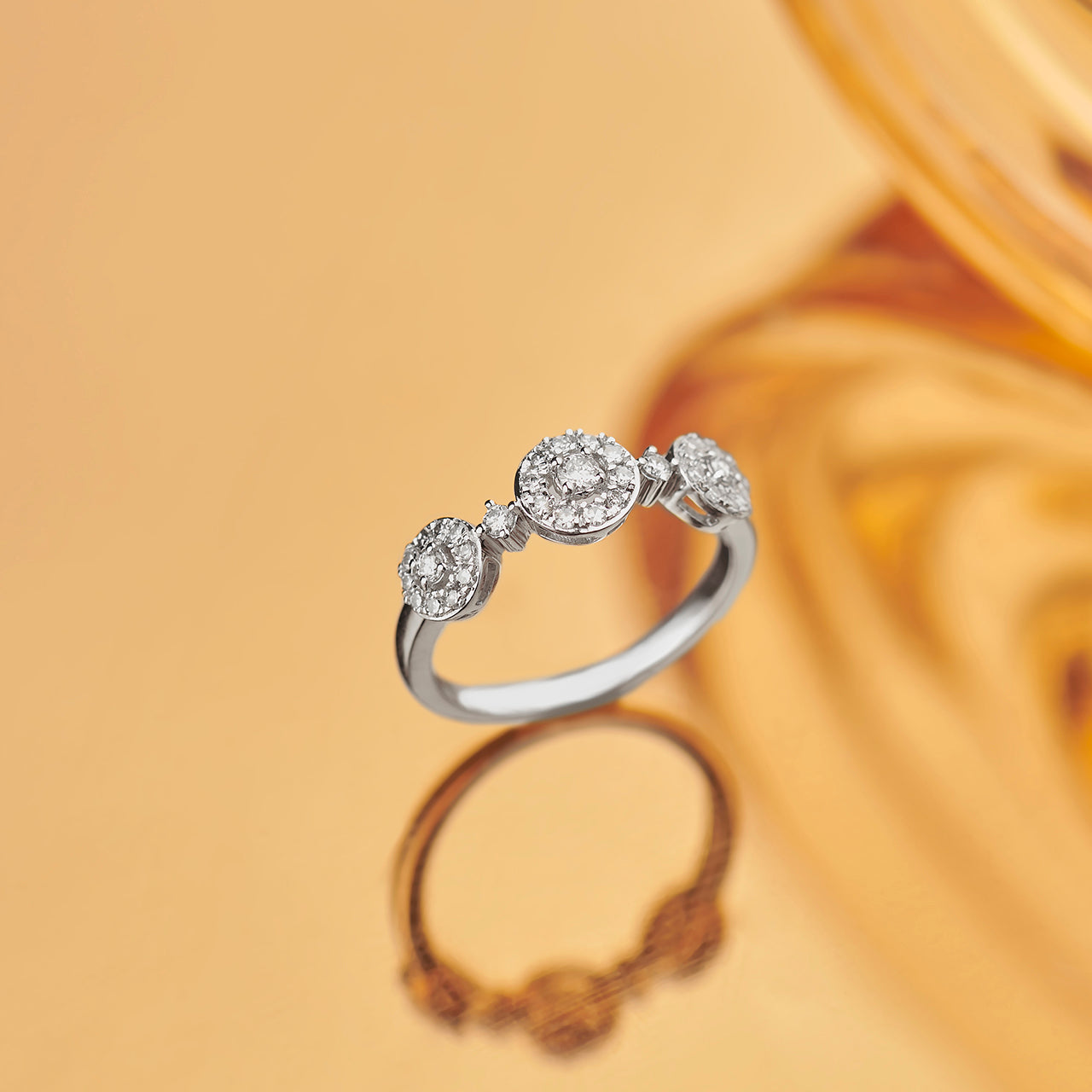 Round Halo Diamond Band, Sterling Silver, 1/3 ct Lab Grown Diamond-1