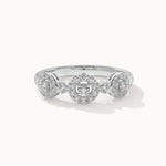 Round Halo Diamond Band, Sterling Silver, 1/3 ct Lab Grown Diamond-3