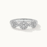 Round Halo Diamond Band, Sterling Silver, 1/3 ct Lab Grown Diamond-3