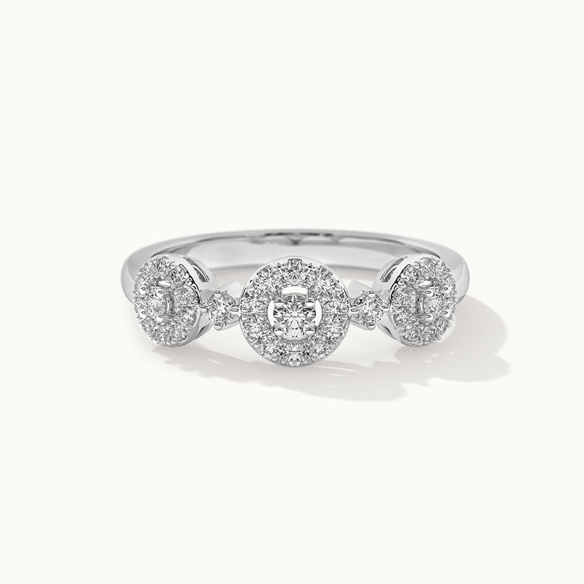 Round Halo Diamond Band, Sterling Silver, 1/3 ct Lab Grown Diamond-3