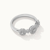 Round Halo Diamond Band, Sterling Silver, 1/3 ct Lab Grown Diamond-6