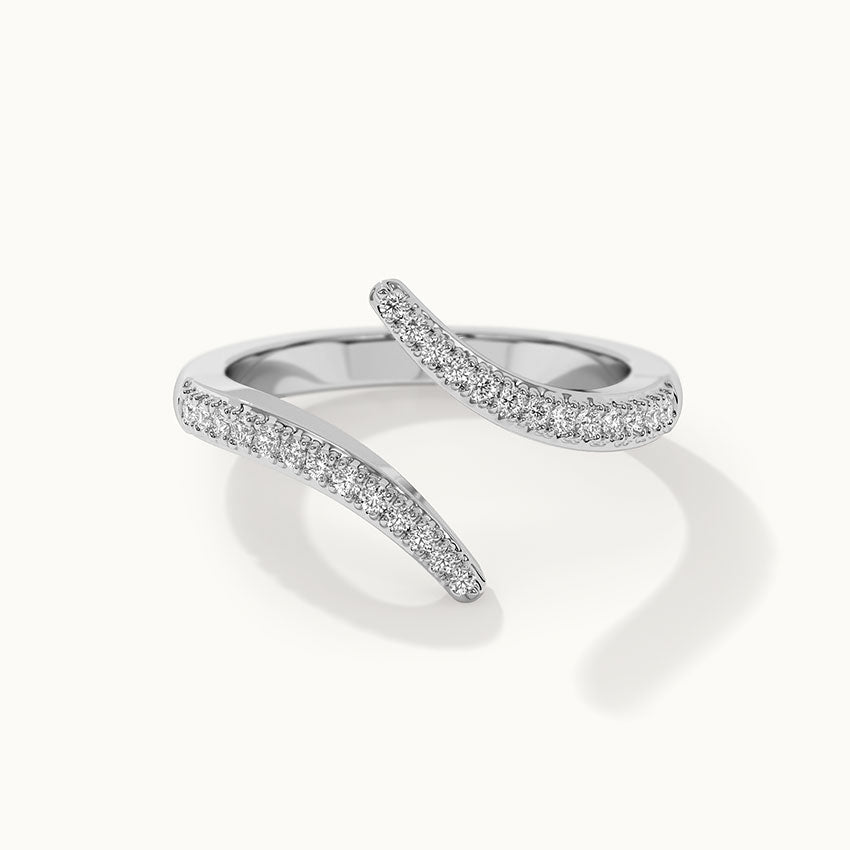 Open Wrap Diamond Band, 14K Solid Gold, 1/5 ct Lab Grown Diamond-3