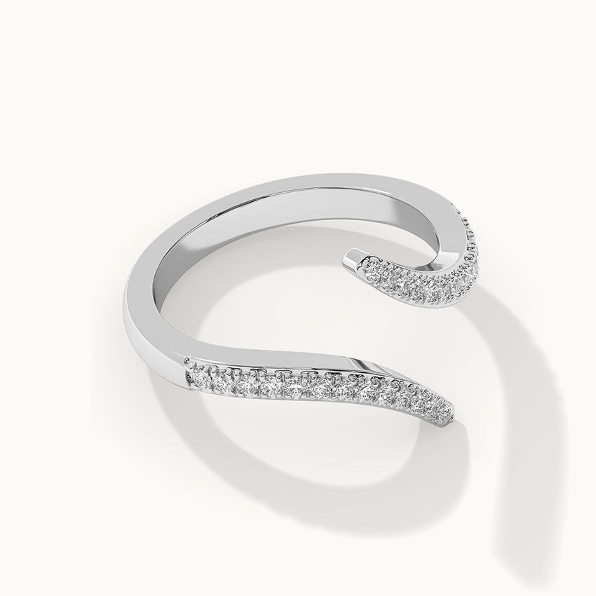 Open Wrap Diamond Band, 14K Solid Gold, 1/5 ct Lab Grown Diamond-6