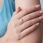 Double Row Chevron Ring, 14K Solid Gold, 3/8 ct Lab Grown Diamond-5