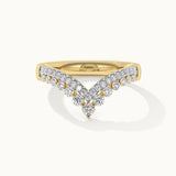 Double Row Chevron Ring, 14K Solid Gold, 3/8 ct Lab Grown Diamond-3