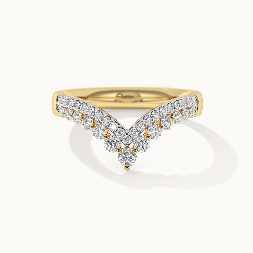 Double Row Chevron Ring, 14K Solid Gold, 3/8 ct Lab Grown Diamond-3