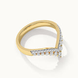 Double Row Chevron Ring, 14K Solid Gold, 3/8 ct Lab Grown Diamond-7