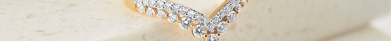 Double Row Chevron Ring, 14K Solid Gold, 3/8 ct Lab Grown Diamond-1