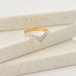 Double Row Chevron Ring, 14K Solid Gold, 3/8 ct Lab Grown Diamond-1