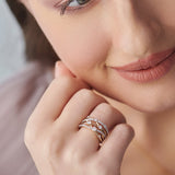 Multi Row Criss Cross Diamond Band, 14K Solid Gold, 1/2 ct Lab Grown Diamond-7
