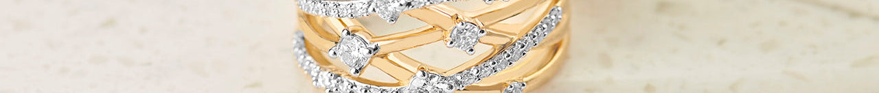 Multi Row Criss Cross Diamond Band, 14K Solid Gold, 1/2 ct Lab Grown Diamond-1