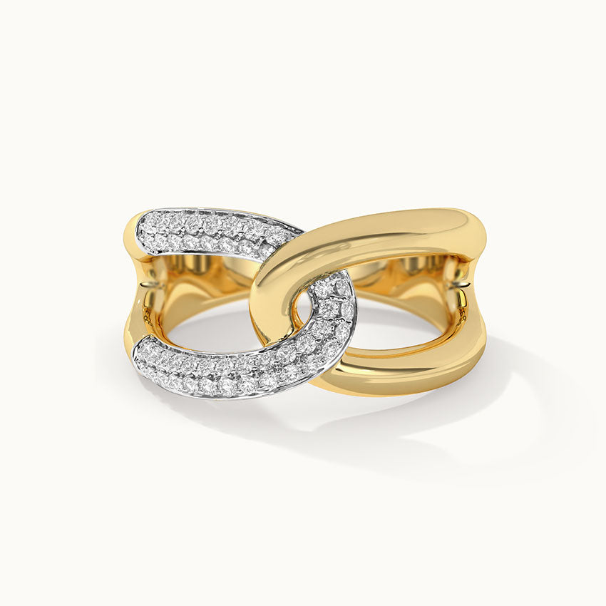 Interlocked Wide Loop Diamond Band, 14K Solid Gold, 1/3 ct Lab Grown Diamond-3