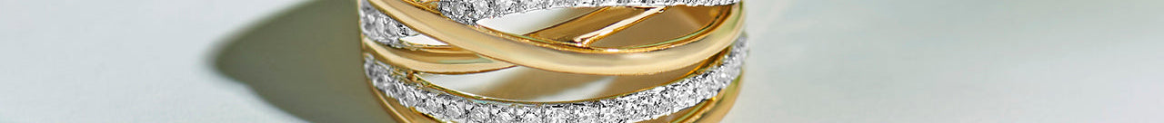Chunky Criss Cross Diamond Band, 14K Gold Vermeil, 1/4 ct Lab Grown Diamond-1