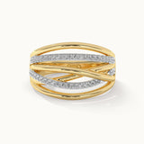 Chunky Criss Cross Diamond Band, 14K Solid Gold, 1/4 ct Lab Grown Diamond-3