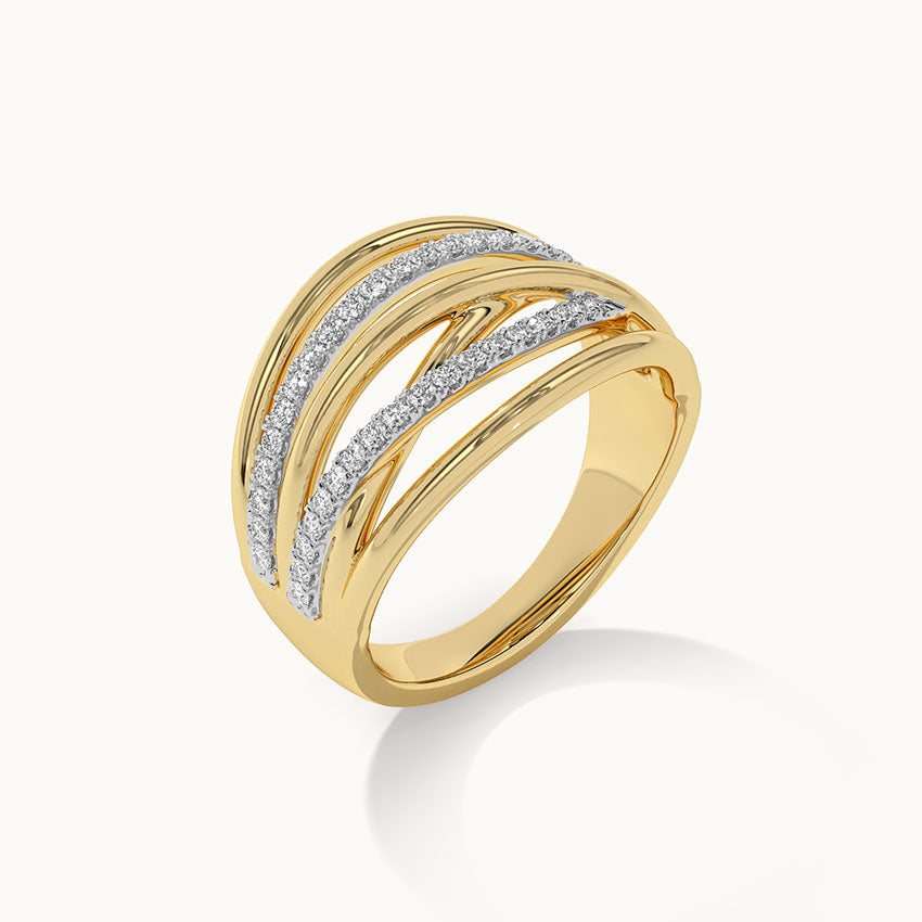 Chunky Criss Cross Diamond Band, 14K Gold Vermeil, 1/4 ct Lab Grown Diamond-6