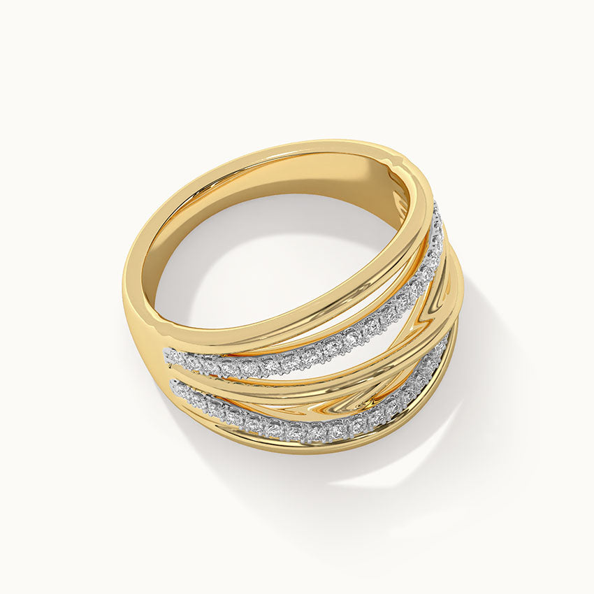 Chunky Criss Cross Diamond Band, 14K Solid Gold, 1/4 ct Lab Grown Diamond-7