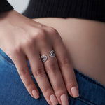 Open Leaf Diamond Ring, Sterling Silver, 3/8 ct Lab Grown Diamond-5