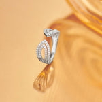 Open Leaf Diamond Ring, 14K Solid Gold, 3/8 ct Lab Grown Diamond-1