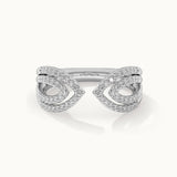 Open Leaf Diamond Ring, Sterling Silver, 3/8 ct Lab Grown Diamond-3