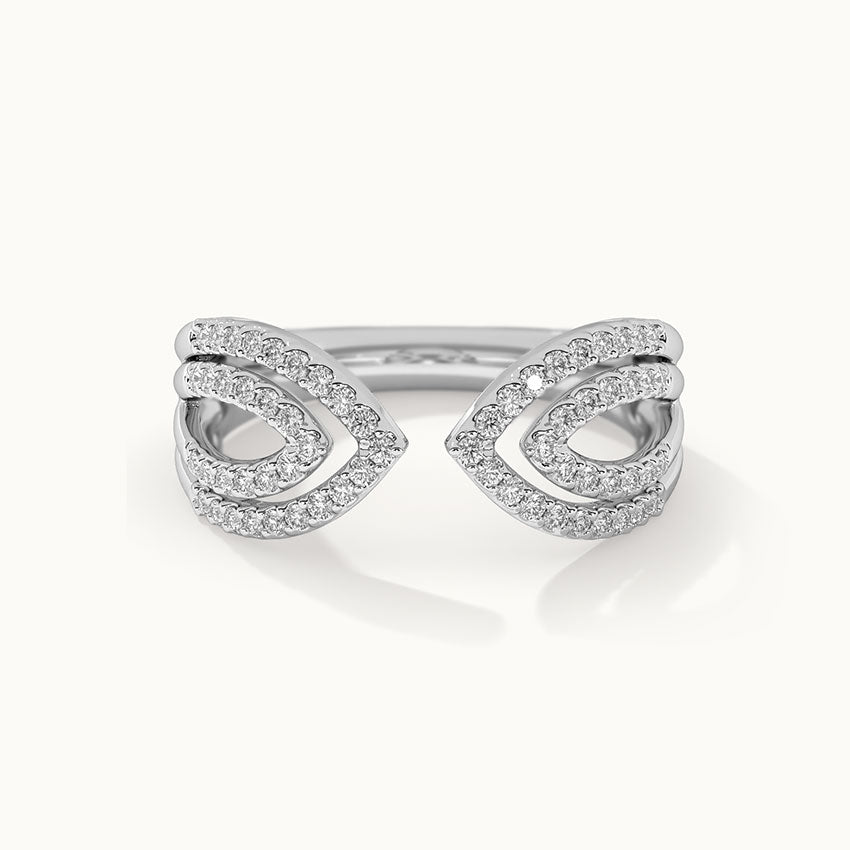 Open Leaf Diamond Ring, 14K Solid Gold, 3/8 ct Lab Grown Diamond-3