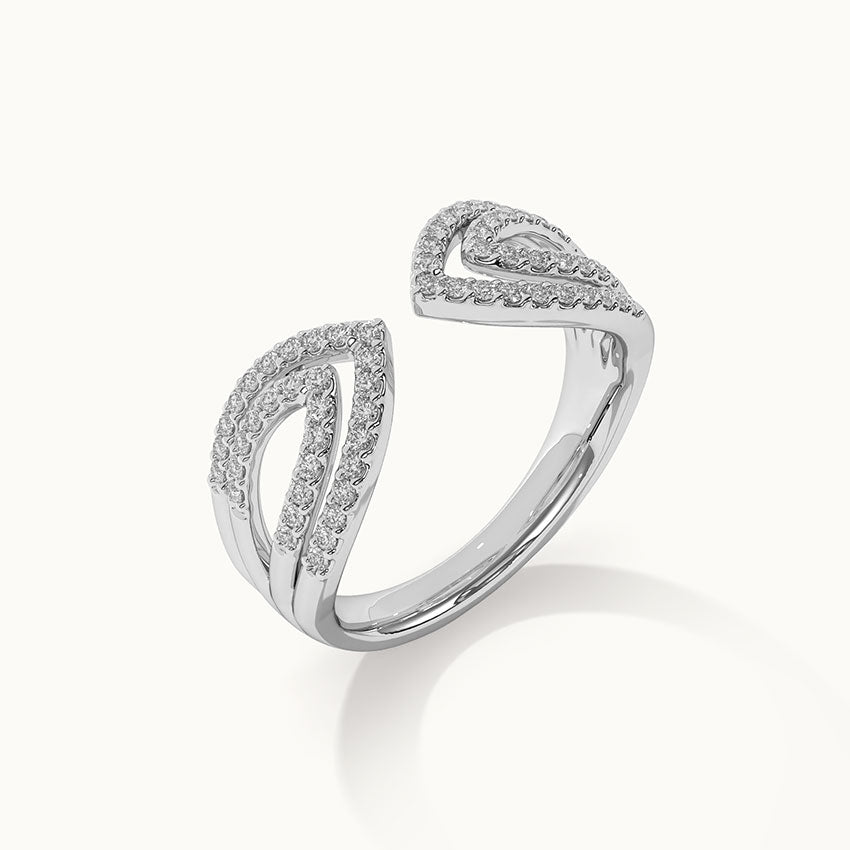Open Leaf Diamond Ring, 14K Solid Gold, 3/8 ct Lab Grown Diamond-6