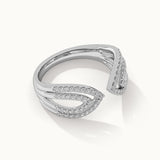 Open Leaf Diamond Ring, Sterling Silver, 3/8 ct Lab Grown Diamond-7