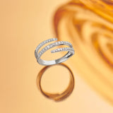 Three Row Coil Diamond Band, 14K Solid Gold, 1/4 ct Lab Grown Diamond-1