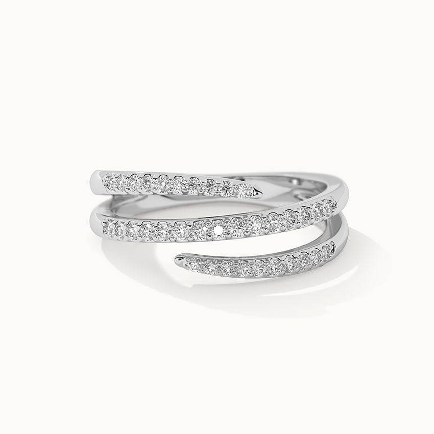 Three Row Coil Diamond Band, Sterling Silver, 1/4 ct Lab Grown Diamond-3
