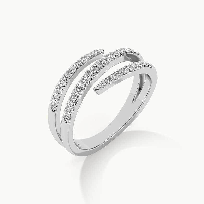 Three Row Coil Diamond Band, 14K Solid Gold, 1/4 ct Lab Grown Diamond-5