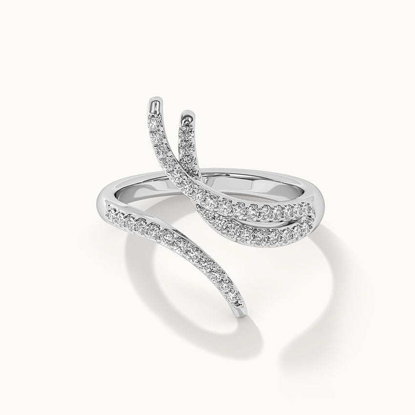 Open Swirl Diamond Band, 14K Solid Gold, 1/3 ct Lab Grown Diamond-3