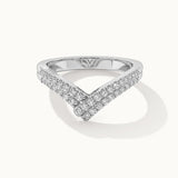 Double Row Chevron Diamond Band, 14K Solid Gold, 1/3 ct Lab Grown Diamond-3