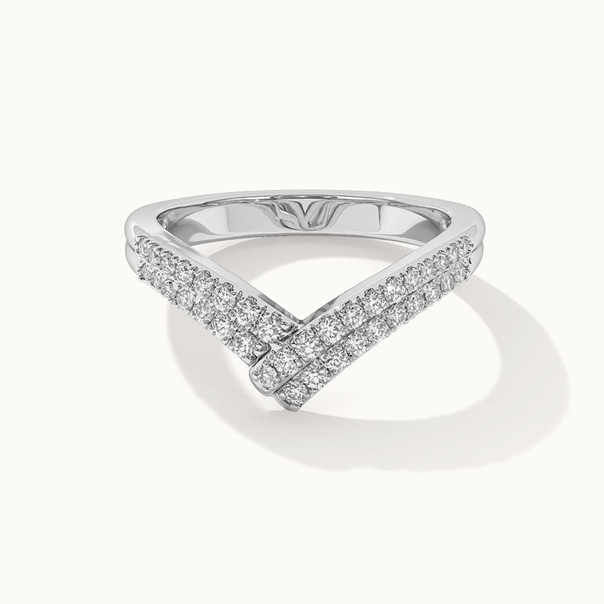 Double Row Chevron Diamond Band, 14K Solid Gold, 1/3 ct Lab Grown Diamond-3