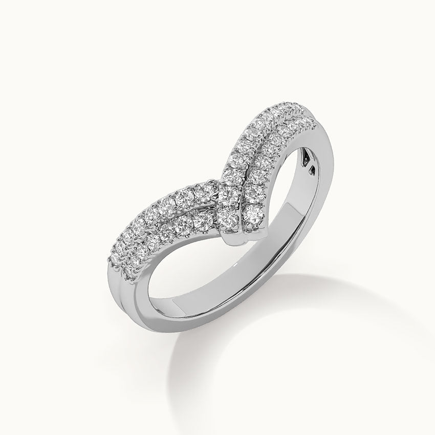 Double Row Chevron Diamond Band, 14K Solid Gold, 1/3 ct Lab Grown Diamond-5