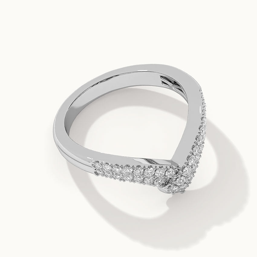 Double Row Chevron Diamond Band, 14K Solid Gold, 1/3 ct Lab Grown Diamond-6