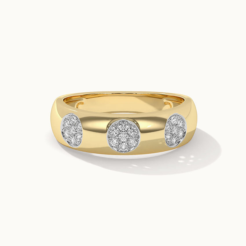 Wide Dome Diamond Band, 14K Solid Gold, 1/5 ct Lab Grown Diamond-3