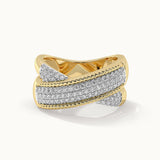 Wide Criss Cross Diamond Band, 14K Gold Vermeil, 1/2 ct Lab Grown Diamond-5