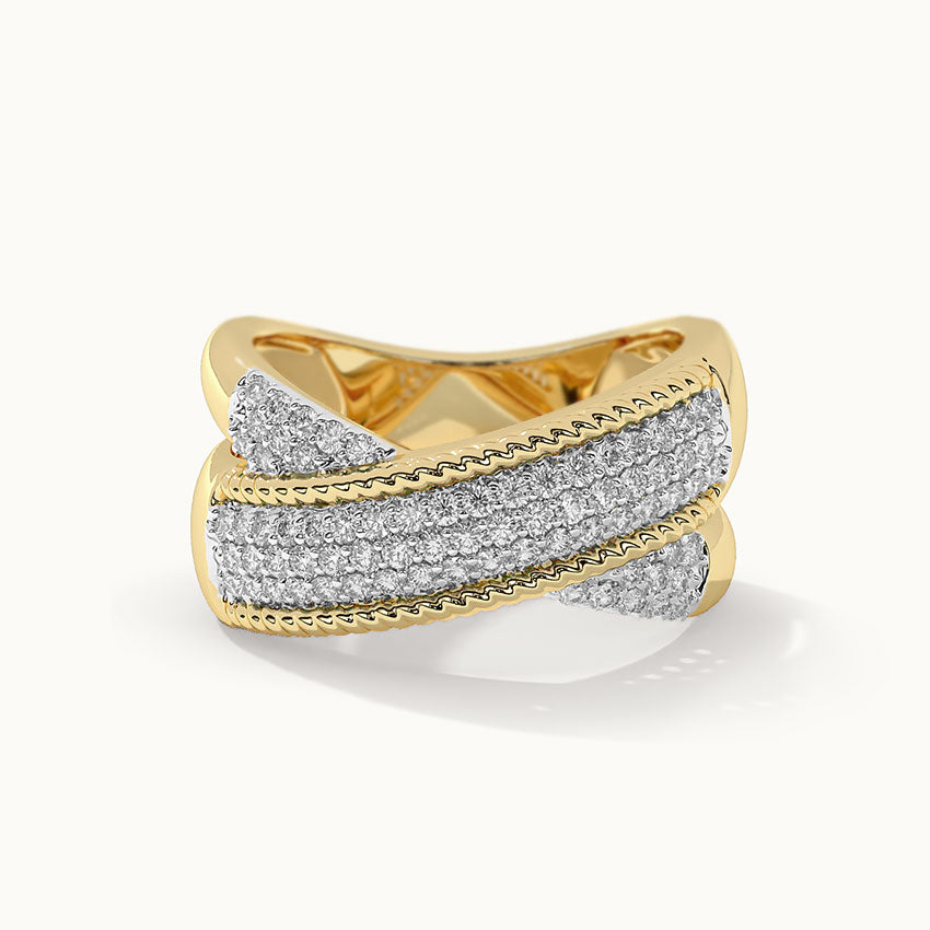 Wide Criss Cross Diamond Band, 14K Solid Gold, 1/2 ct Lab Grown Diamond-5