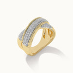 Wide Criss Cross Diamond Band, 14K Gold Vermeil, 1/2 ct Lab Grown Diamond-6
