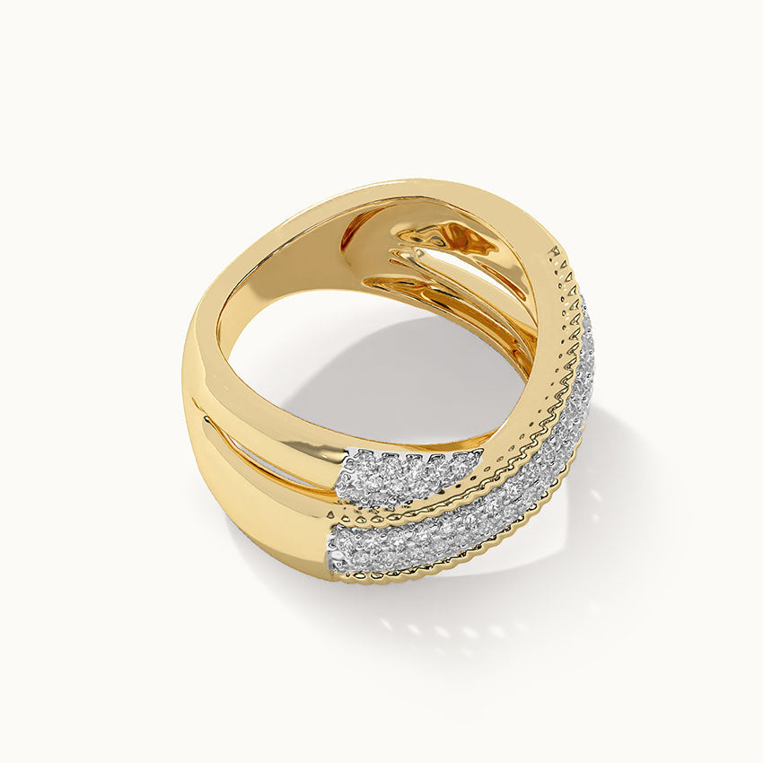 Wide Criss Cross Diamond Band, 14K Gold Vermeil, 1/2 ct Lab Grown Diamond-7