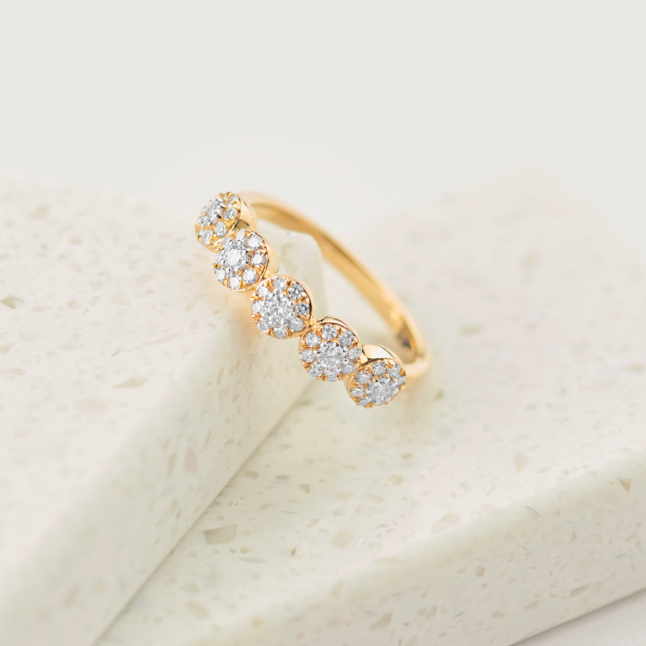 Five Stone Diamond Band, 14K Solid Gold, 3/8 ct Lab Grown Diamond-1