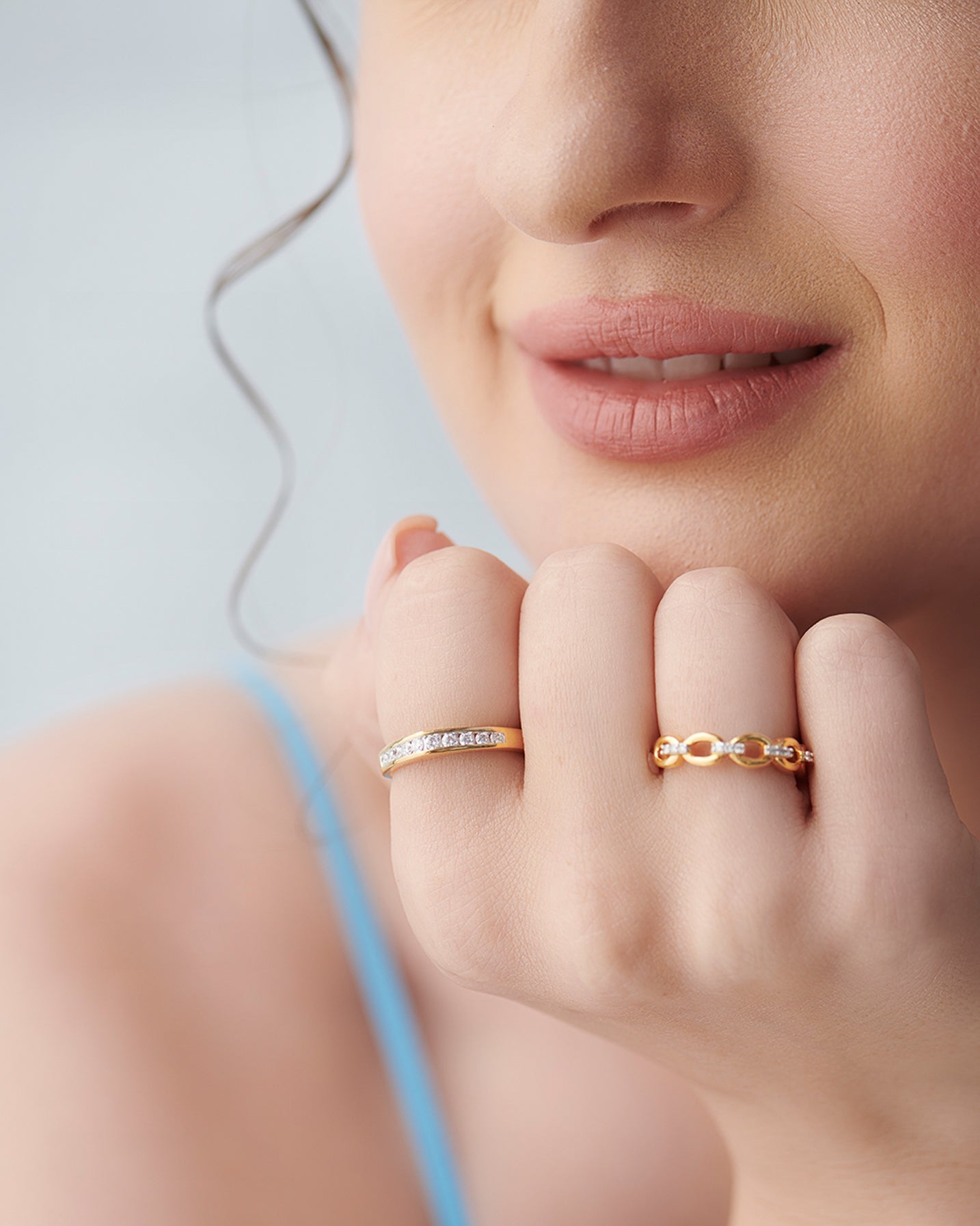 Stacking Chain Link Band, 14K Gold Vermeil, 1/20 ct Lab Grown Diamond-5