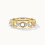Stacking Chain Link Band, 14K Solid Gold, 1/20 ct Lab Grown Diamond-3