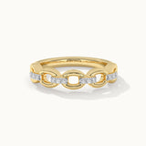 Stacking Chain Link Band, 14K Solid Gold, 1/20 ct Lab Grown Diamond-3