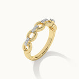 Stacking Chain Link Band, 14K Solid Gold, 1/20 ct Lab Grown Diamond-6