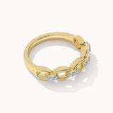 Stacking Chain Link Band, 14K Gold Vermeil, 1/20 ct Lab Grown Diamond-7